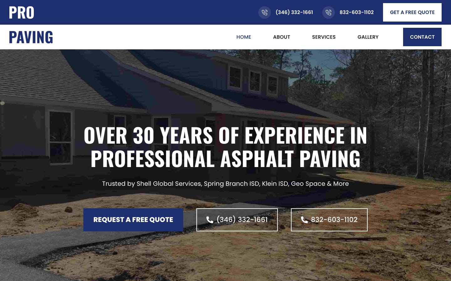 Pro Paving website
